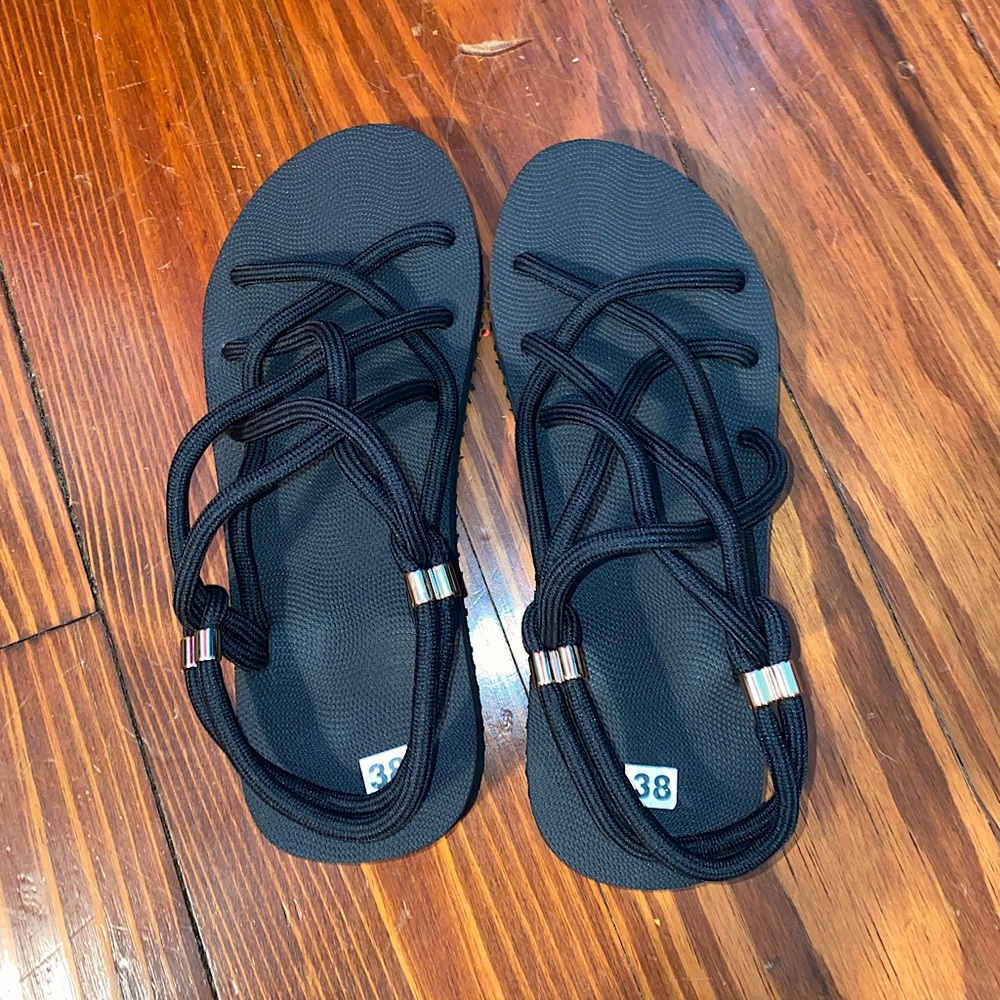 Platform Strappy Slingback Sandals Soft Footbed Shoes// Photo on for reference